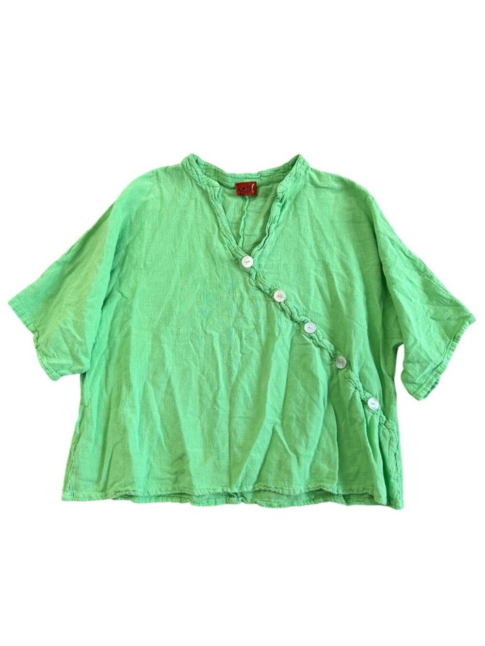 Oh My Gauze Women's Sz 1 Cotton Asymmetrical Button Top  Lightweight